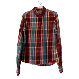 Old Navy slim fit plaid button down shirt size M